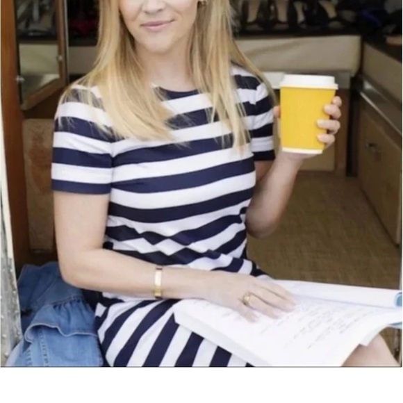 DRAPER JAMES Nassau Striped Shift Dress in Navy / White w/ Pockets Size 10 - Picture 13 of 13